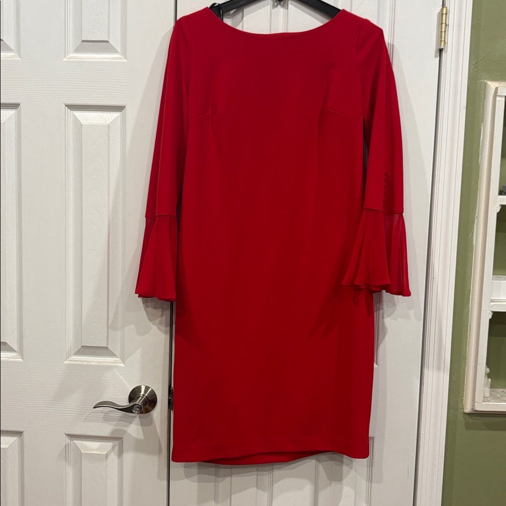 Calvin Klein Vibrant Red Long Sleeve Dress - Picture 8 of 9